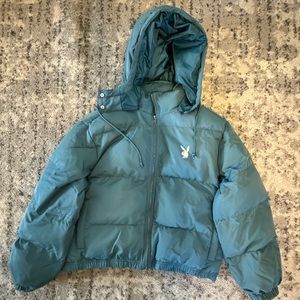 Playboy by Pacsun teal puffer jacket